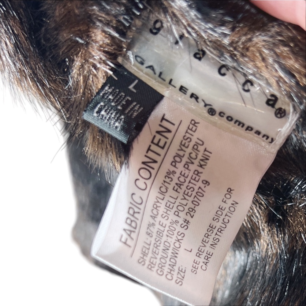 Glacca Faux Fur Reversible Vest Size L Brown and Black Mob Wife Vegan Fu… - Picture 7 of 11